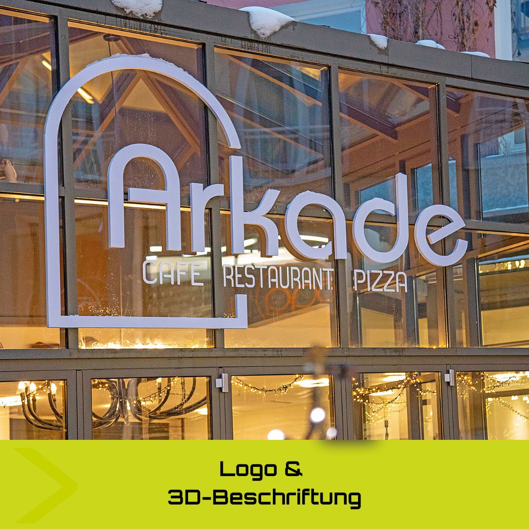 Logodesign und 3D Beschriftung für die Arkade